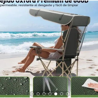 Kit 2 sillas de camping plegables - A disfrutar de actividades al aire libre con confort y protección!! - 3/4