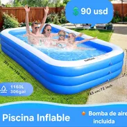🔹Piscina inflable rectangular 🔸 Incluye bomba de aire 💲90 usd - Img 51270255