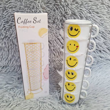 Juego de 6 tazas de cafe con soporte metalico - Img 120447666