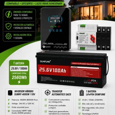 ⚡ KIT SOLAR: INVERSOR + BATERÍA + TRANSFER ⚡ - 2/3