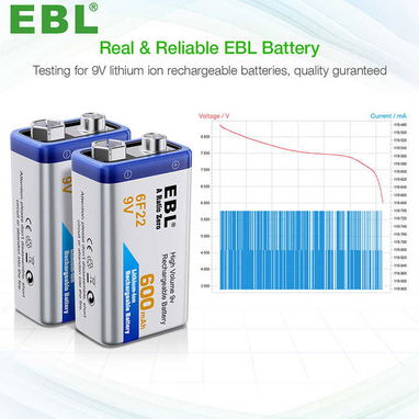 🔋​ BATERIAS RECARGABLES 9 VOLT 🔋​ MARCA EBL® 🔋 CALIDAD 🔋 LA MEJOR 🔋 600mAh 🔋 - 5.887.23.60 - Img 81984071