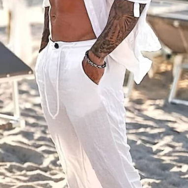 Pantalon blanco de vestir , Pantalon blanco de lino - Img 96829934