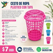 CESTO DE ROPA PLÁSTICO CON TAPA - Img 57525734