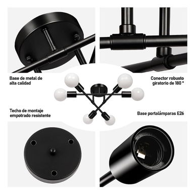 Lámpara decorativa moderna para techo negra . Nuevas en caja - Img 97187521