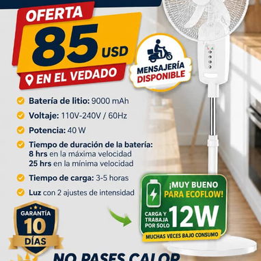 Ventilador recargable 9000mAh carga dura de 8h a 25h nuevos con garantía mensajería disponible 53 56492404 vedado - 4/4