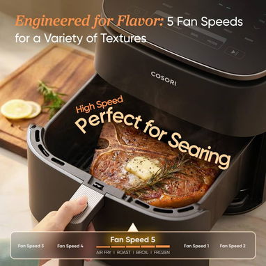 Freidora de aire COSORI Tecnología Turbo Blaze (9 en 1) 6Qt 1725W (110V/60Hz) 90°-450°F, revestimiento cerámico premium. - Img 126646919
