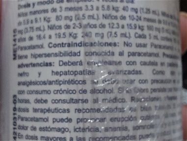 Paracetamol jarabe uso pediátrico,  frasco 120ml, alivio fiebre, dolor y no irrita el estómago - Img main-image