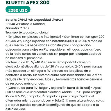Venta de Baterías y Estaciones de Energía - 10/10
