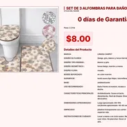 Set de 3 Alfombras para Baño Lingou Carpet con Bordes de Color Marrón VPT#-0274 - Img 55437677