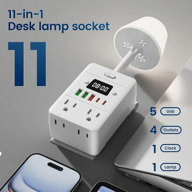 ☎️53544655 🛵 Entrega Disponible ⭐Regleta multifuncional con lámpara integrada y reloj digital ⭐ - Img 116531827