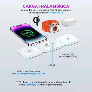 ⚡️📱 BASE DE CARGA INALÁMBRICA 3 EN 1 📱⚡️ - Img 123444964