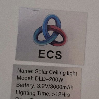 🔆 Lampara Solar 200W. 24cm de diámetro. Para interiores y exteriores cubiertos. 6500K Blanco Frío.  Aprox. 10hr autonom - Img 118782361