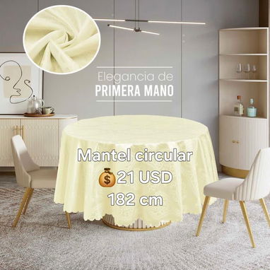 🔖Manteles circulares color dorado y beige - 2/2