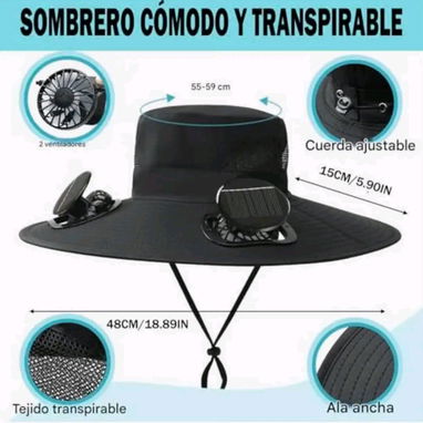 Sombrero con ventilador y panel solar - 5/5