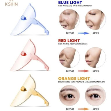 Mascara led Facial para piel con fototerapia de 3 colores con lentes de protección mas power bank - 3/5