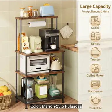 ➡️Estante y organizador con madera y metal. - 3/5