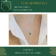 🤍 COLLAR PRINCESA — PLATA 925 CON PIEDRA AGHATA NEGRA - Img 56752879