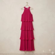 Vestido Maxi "Magenta Plissé" – Elegancia en Capas - Img 57878952