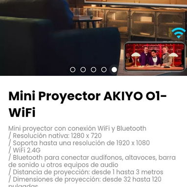 Mini Proyector AKIYO O1-WiFi. Distancia de proyección: desde 1 hasta 3 metros - Img 113391963