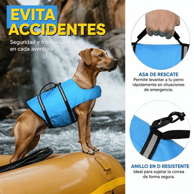 Chaleco Salvavidas para Perros / Talla M / Azul - 2/5