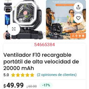 Ventilador F10 recargable 20000mAh. 49.99 USD - Img 56910850