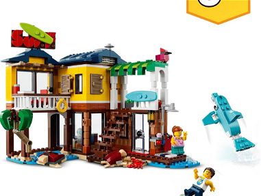 LEGO CREATOR 3en1 Casa Surfera en la Playa, Barco o Avión Biplano, Juguete de Construcción con Animales para Niños - Img main-image