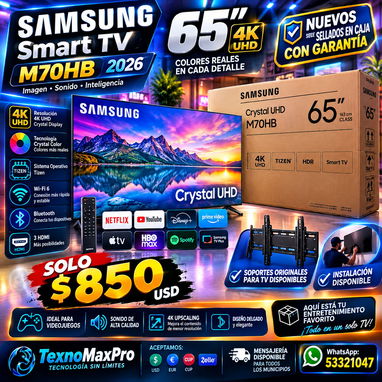 📺🔥 SAMSUNG SMART TV 65” 4K Mini Led 2026 🔥📺 ✨ MODELO M70HB 📲 WHATSAPP: 53321047 - 2/3
