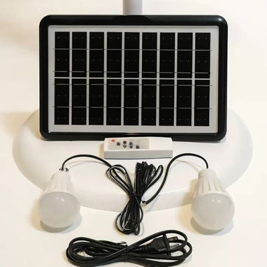 Ventilador recargable de 16", 3 velocidad, música(Bluetooth) panel solar(incluido), trae lámpara y 2 bombillos. - Img 118814714