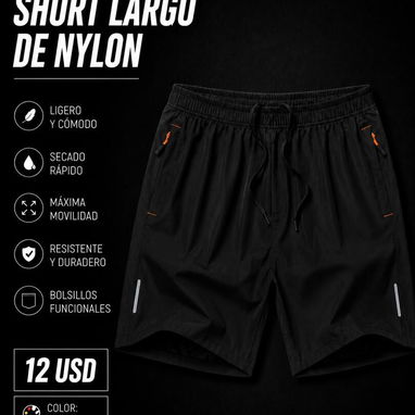 Short de tela con bolsillo, short de naylon cortos y largos para hombre - Img 124248401