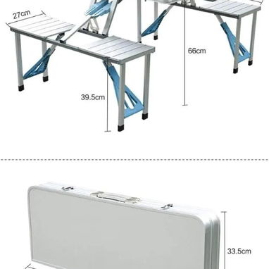 Mesa plegable metálica con sus asientos - 2/2