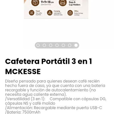 Cafetera Portátil 3 en 1 MCKESSE. Con una batería recargable. Compatible con cápsulas DG, cápsulas NS y café molido - Img 124008200