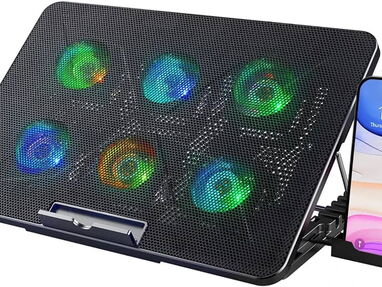 7️⃣1️⃣ LiangStar base refrescadora para laptop y ps4 con 4 Fanes Rgb Súper silenciosos y 7 colores de luz La almohadilla - Img main-image