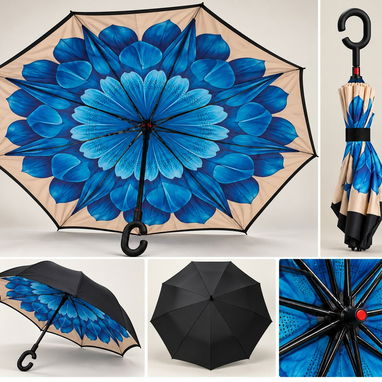 Sombrilla Inversa con Diseños Florales – 8 Varillas 🌸 - 2/4