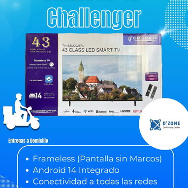 Smart TV Challenger de 43"* 👉Frameless (pantalla sin marcos) 👉Resolución Full HD 👉Sistema operativo - Img 122288395