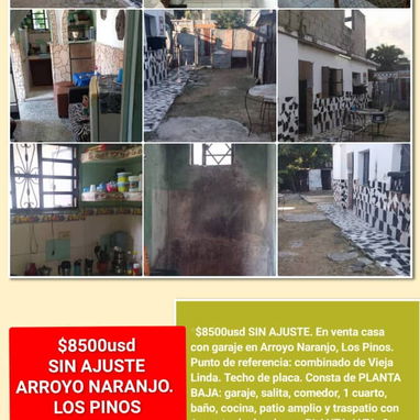 *$8500usd SIN AJUSTE. En venta casa con garaje en Arroyo Naranjo, Los Pinos. Punto de referencia: Combinado de Vieja Lin - Img 122988435