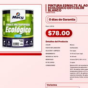PINTURA ESMALTE AL AGUA ECOLÓGICO E01 COLOR BLANCO . - Img 57566280