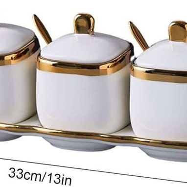 Set de condimentos.  3 Pozuelitos 3 cucharas y bandeja - 2/2