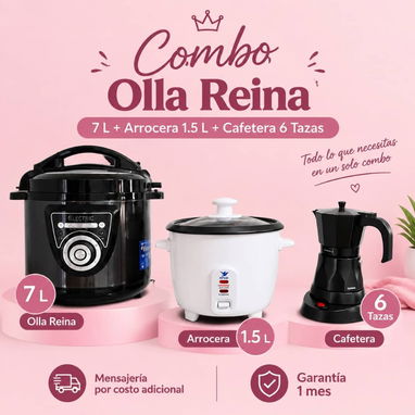 60 usd Arrocera 1.5L+tostadora /120 usd Reina 120 min 7L +arrocera 1.5 L+tostadora /olla Reina 7L+arrocera+Cafetera $125 - 3/3