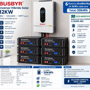 Kit solar de inversor híbrido marca BUSBYR de 12kw 110 y 220v 6 baterías marca Eco Worthy de 5kwh cada una en total 30kw - Img 58016651