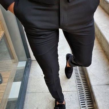 Pantalon azul de vestir para hombre, pantalon negro ...Ropa elegante para hombres - Img 81842832