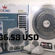 Ventilador recargable Bravoking 8" con radio bluetooth luces y panel solar - Img 54874074