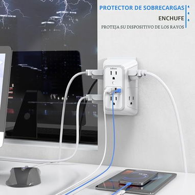 * Extensiòn de Enchufe Protector de Sobretensiones 10 en 1 - Img 127116218