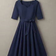 Vestido Midi Estilo Vintage en Azul Marino - Img 56985964
