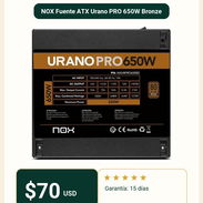 🏠 NOX Fuente ATX Urano PRO 650W Bronze - Img 56875900