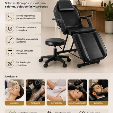 Sillas y sillones de peluquería y Barbería,lavacabezas,camilla y lámpara medialuna - Img 122590052