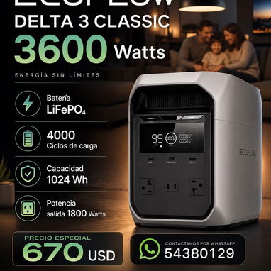 Ecoflow Delta 3 Classic (1024 WH) 3600 W de Potencia Pico - Img 121942696