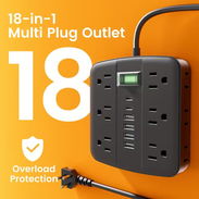Regleta Eléctrica 18 en 1 con Puertos USB y Tipo-C – 5 Pies - Img 58108439