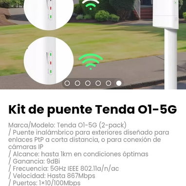 Kit de puente Tenda O1-5G. Incluye 2 inyectores PoE, 2 transformadores y kit para montaje - 5/5