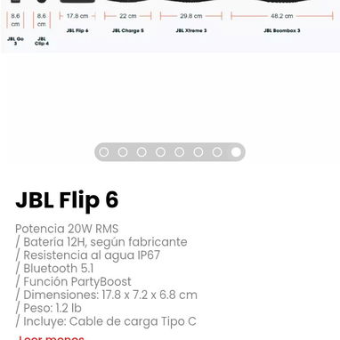 JBL Flip 6. Potencia 20W RMS / Batería 12H, según fabricante - 4/4