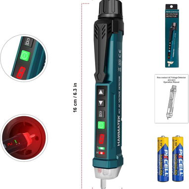 HANMATEK AC1 Detector de Voltaje ⚡ 12V‑1000V – Sin Contacto, Pantalla LCD, Linterna LED, Alarma Sonora/Luminosa, SensI - Img 123060987